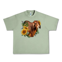Oil Green brahman bull with sunflowers Urban Heavy Tee - RanaPortraitStore