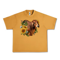 Peanut Butter brahman bull with sunflowers Urban Heavy Tee - RanaPortraitStore