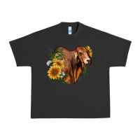 Pigment Black brahman bull with sunflowers Urban Heavy Tee - RanaPortraitStore