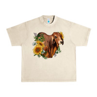 Sandshell brahman bull with sunflowers Urban Heavy Tee - RanaPortraitStore