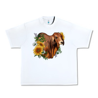 White brahman bull with sunflowers Urban Heavy Tee - RanaPortraitStore
