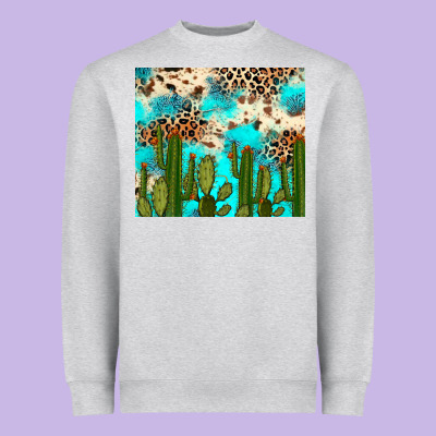 Heavyweight Sweatshirt cactus turquoise leopard cowhide tumbler rana
