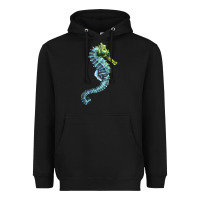 Black Blue Seahorse Heavyweight Hoodie - LillyAllenDesigns