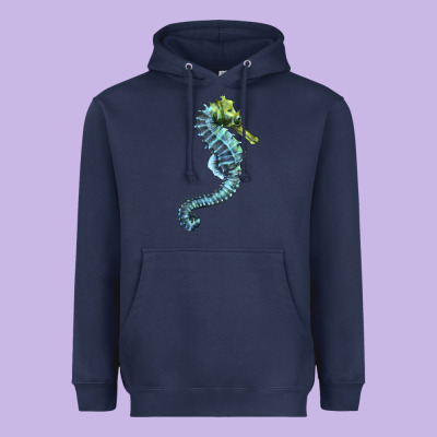 Blue Seahorse Heavyweight Hoodie Designed By Lillyallendesigns