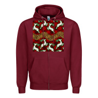 Burgundy christmas deer and plaid seamless pattern Zipper Hoodie - BundleAndBundleShop