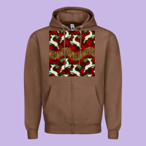 Christmas Deer And Plaid Seamless Pattern Zipper Hoodie Designed By Bundleandbundleshop