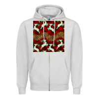 Dove Grey christmas deer and plaid seamless pattern Zipper Hoodie - BundleAndBundleShop
