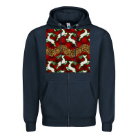 Navy christmas deer and plaid seamless pattern Zipper Hoodie - BundleAndBundleShop