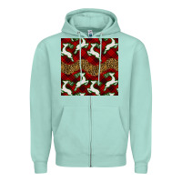 Seafoam christmas deer and plaid seamless pattern Zipper Hoodie - BundleAndBundleShop