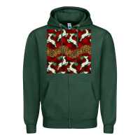 Sports Green christmas deer and plaid seamless pattern Zipper Hoodie - BundleAndBundleShop