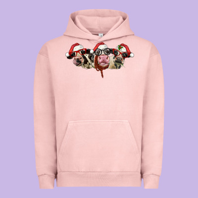 Christmas Holstein Cows Urban Hoodie Designed By Lillyallendesigns