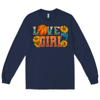 Navy love my girl basketball Long Sleeve Tee - HRA Design Shop