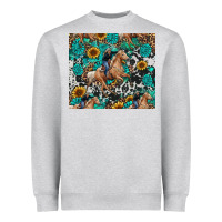 Heather Grey cowgirl sunflower turquoise Heavyweight Sweatshirt - RanaPortraitStore