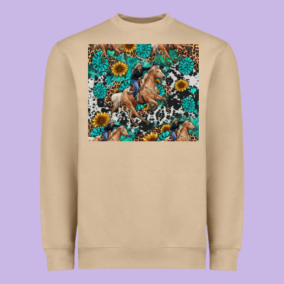 Heavyweight Sweatshirt cowgirl sunflower turquoise