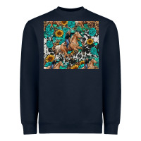 Navy cowgirl sunflower turquoise Heavyweight Sweatshirt - RanaPortraitStore