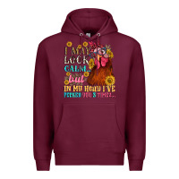 Burgundy i may look calm but in my head i pecked you three Premium Hoodie - NancyCooperArtShop