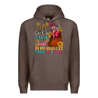 Coffee i may look calm but in my head i pecked you three Premium Hoodie - NancyCooperArtShop