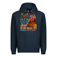Navy i may look calm but in my head i pecked you three Premium Hoodie - NancyCooperArtShop