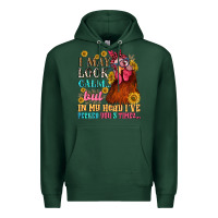Sports Green i may look calm but in my head i pecked you three Premium Hoodie - NancyCooperArtShop