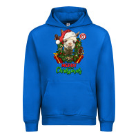 Cobalt merry christmas alpaca face Urban Hoodie - LillyAllenDesigns