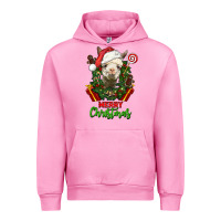 Fuchsia Pink merry christmas alpaca face Urban Hoodie - LillyAllenDesigns