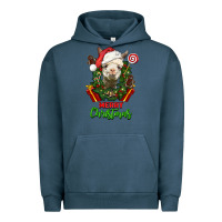 Pigment Midnight Navy merry christmas alpaca face Urban Hoodie - LillyAllenDesigns