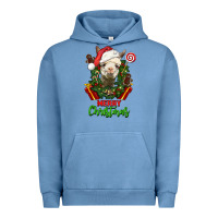 Pigment Pebble Blue merry christmas alpaca face Urban Hoodie - LillyAllenDesigns