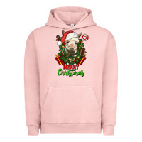 Pigment Salmon merry christmas alpaca face Urban Hoodie - LillyAllenDesigns