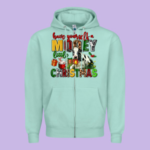Have Yourself A Mooey Little Christmas Zipper Hoodie Designed By Adodesignshop