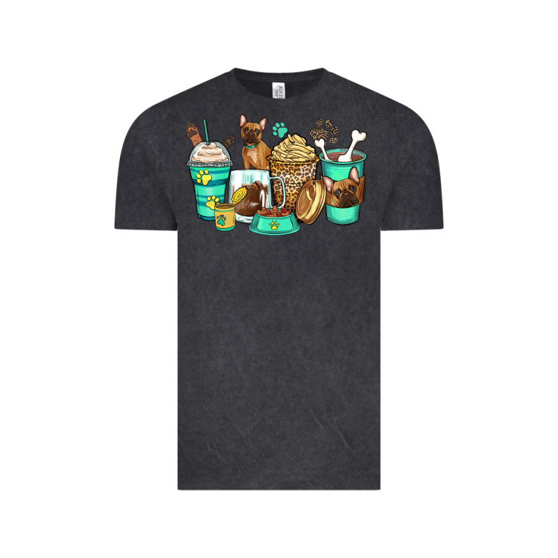 French Bulldog Coffee Cups Vintage Tee by Zillion Design Studio | Teevron