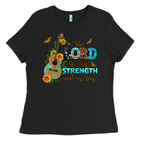 Black the lord is my strength and my song guitar with su Ladies Tee - AdoDesignShop