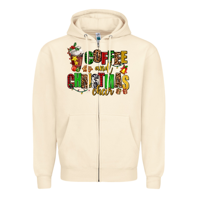 Coffee And Christmas Cheer Zipper Hoodie by AdoDesignShop | Teevron