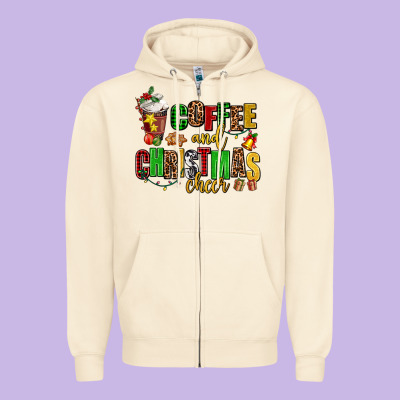 Coffee And Christmas Cheer Zipper Hoodie Designed By Adodesignshop