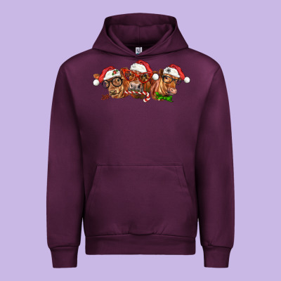 Christmas Red Angus Cows Urban Hoodie Designed By Lillyallendesigns