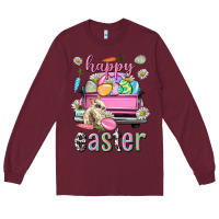Burgundy Bunny Happy Easter truck Easter Day Long Sleeve Tee - Neo Western