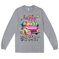 Heather Grey Bunny Happy Easter truck Easter Day Long Sleeve Tee - Neo Western