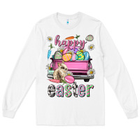 White Bunny Happy Easter truck Easter Day Long Sleeve Tee - Neo Western