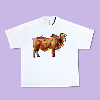 Brahman Bull With Christmas Lights Urban Heavy Tee Designed By Ranaportraitstore