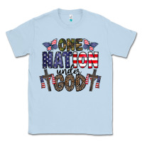 Dusty Blue one nation under god Classic Tee - CowhideDigitalArt