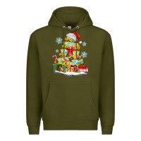 Army Green christmas tree with school bus Premium Hoodie - MaliasSmallBusiness