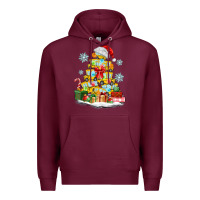 Burgundy christmas tree with school bus Premium Hoodie - MaliasSmallBusiness