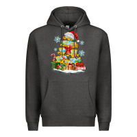 Charcoal Heather christmas tree with school bus Premium Hoodie - MaliasSmallBusiness
