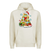 Oatmeal Heather christmas tree with school bus Premium Hoodie - MaliasSmallBusiness