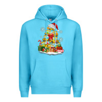 Ocean Blue christmas tree with school bus Premium Hoodie - MaliasSmallBusiness