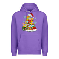 Purple christmas tree with school bus Premium Hoodie - MaliasSmallBusiness