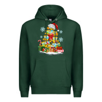 Sports Green christmas tree with school bus Premium Hoodie - MaliasSmallBusiness