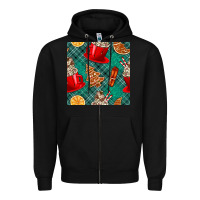 Black christmas hot chocolate and cookie seamless pattern Zipper Hoodie - BundleAndBundleShop