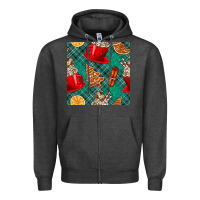 Charcoal Heather christmas hot chocolate and cookie seamless pattern Zipper Hoodie - BundleAndBundleShop