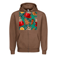 Chestnut christmas hot chocolate and cookie seamless pattern Zipper Hoodie - BundleAndBundleShop