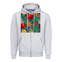 Heather Grey christmas hot chocolate and cookie seamless pattern Zipper Hoodie - BundleAndBundleShop